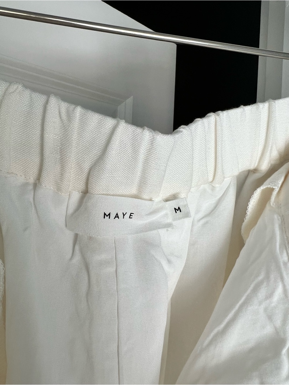 Wide Leg Linen-Blend Pants in White - Picture 3 of 3